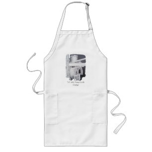 black and white still life art garden tools & pots long apron