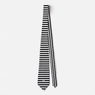 Black and White Stipe Print Neck Tie