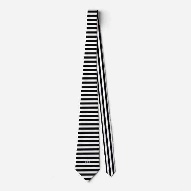 Black and White Stipe Print Neck Tie (Front)