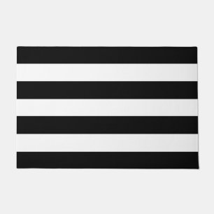 Black and White Stiped Outdoor Rug