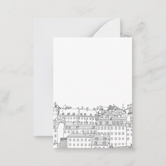 Black and White Stockholm Note Card (Front)