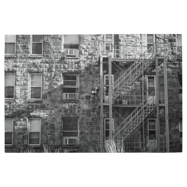 Black and White Stone Architecture  Metal Print (Front)