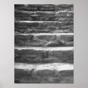 Black And White Stone Steps Photo Poster