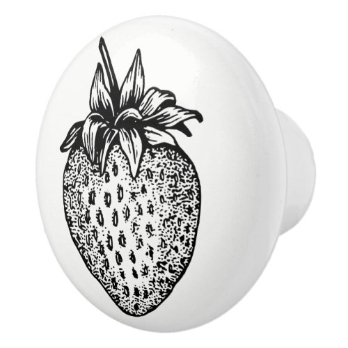 Black and White Strawberry Cabinet Drawer Makeover Ceramic Knob