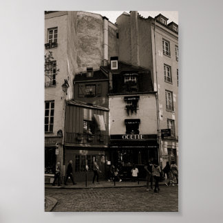 black and white street photography in paris poster