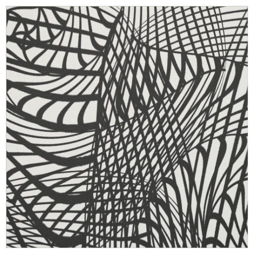 Black and White Striking Abstract Print Fabric