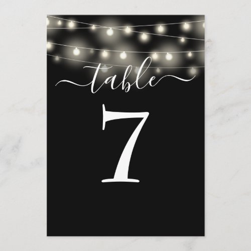 Black And White String Lights Table Number
