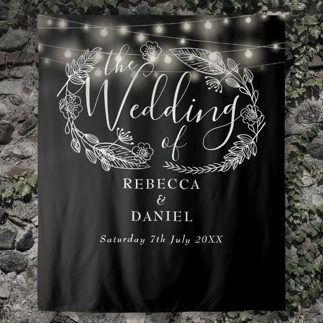 Black And White String Lights Wedding Backdrop (Black And White String Lights Wedding Backdrop)