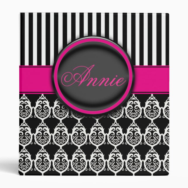 Black and white stripe and pattern binder (Front)