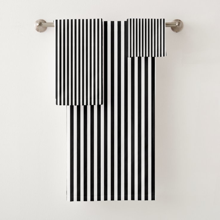 Black and White Stripe Bath Towel Set Zazzle