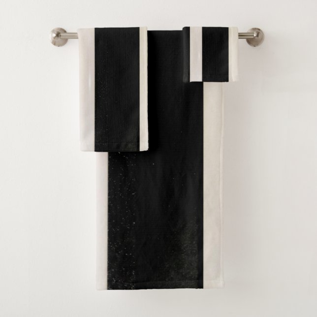 Black and White Stripe  Bathroom Towel Sets (Insitu)