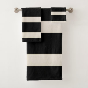 Black and White Stripe Bathroom Towel Sets