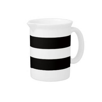 Black And White Stripe Beverage Pitcher by DesignTrax at Zazzle