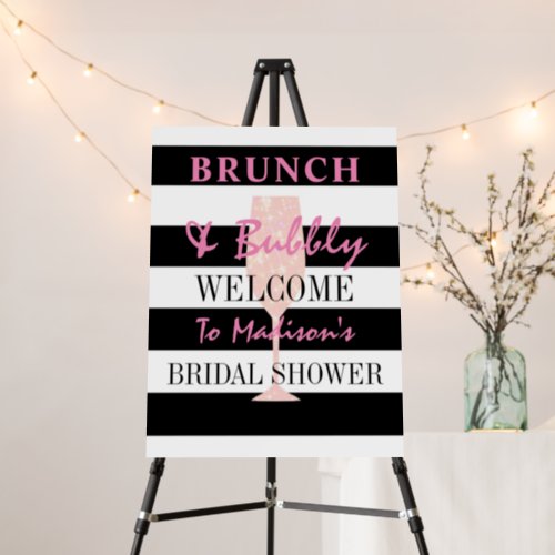 Black and White Stripe Bridal Shower Welcome Sign 
