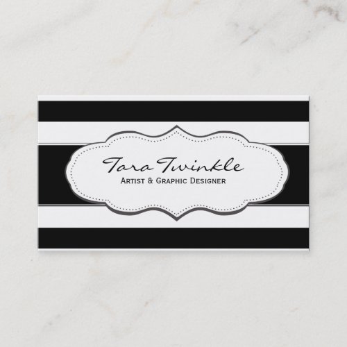 Black and White Stripe Business Cards