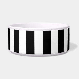 Black and White Stripe Ceramic Pet Bowl