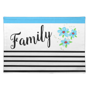 Black and White Stripe Cloth Placemat