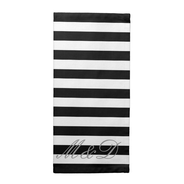 Black and white stripe cotton cloth wedding napkin (Half Fold)