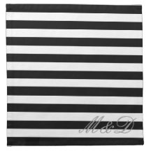 Black and white stripe cotton cloth wedding napkin