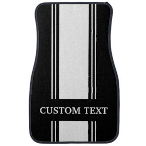 Black and White Stripe Custom Personalized Name Ca Car Floor Mat