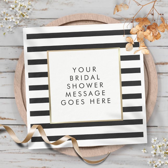 Black and White Stripe Gold Bridal Shower Napkins (Black and White Stripe Gold Bridal Shower Napkins)