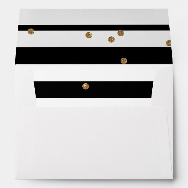 Black and white stripe & gold glitter liner white envelope (Back (Bottom))