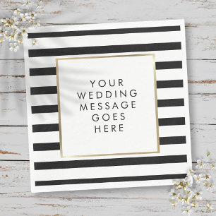 Black and White Stripe Gold Wedding Napkins