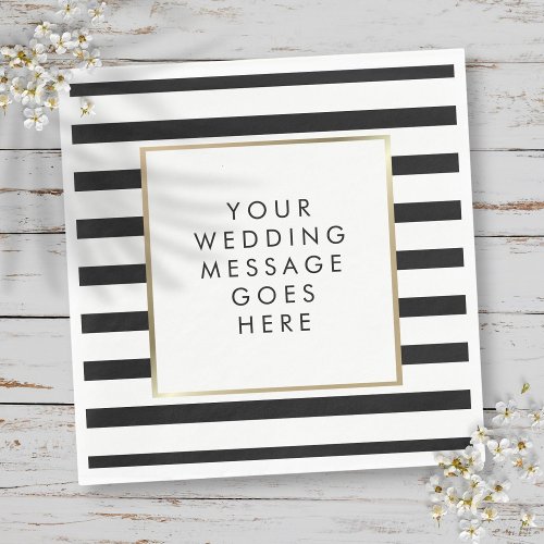 Black and White Stripe Gold Wedding Napkins