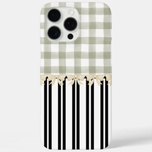 Black and White Stripe Green Check Paris Inspired iPhone 16 Pro Max Case