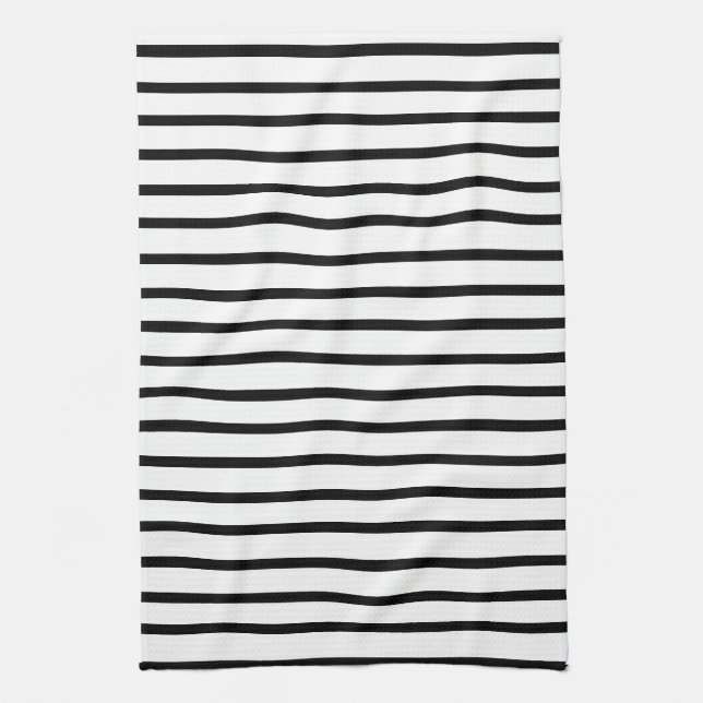 Black And White Stripe Hand Towel (Vertical)
