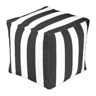 Black and White Stripe Indoor Pouf