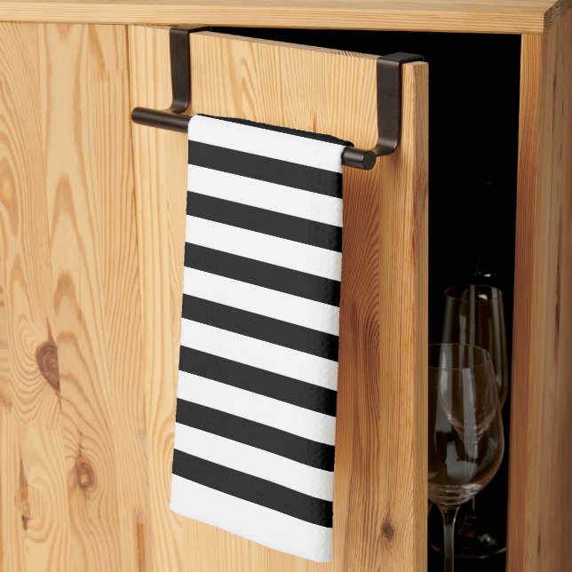 Black and white stripe kitchen towel (Thirds Fold)