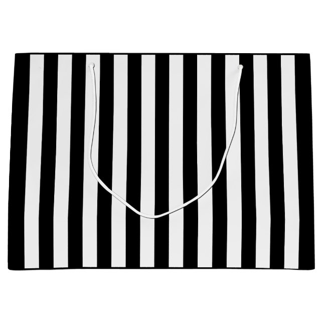 Black and White Stripe Large Gift Bag (Front)