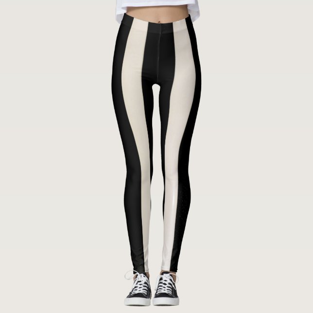 Black and White Stripe  Leggings (Front)