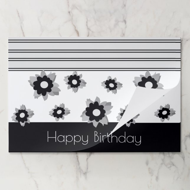 Black And White Stripe Modern Paper Placemats (Folded)