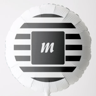 Black and White Stripe Monogram Balloon