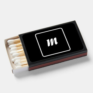 Black and White Stripe Monogram Matchboxes