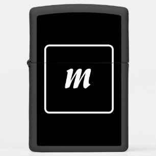 Black and White Stripe Monogram Zippo Lighter