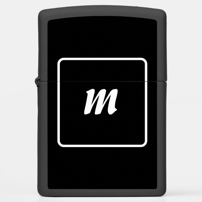 Black and White Stripe Monogram Zippo Lighter (Front)