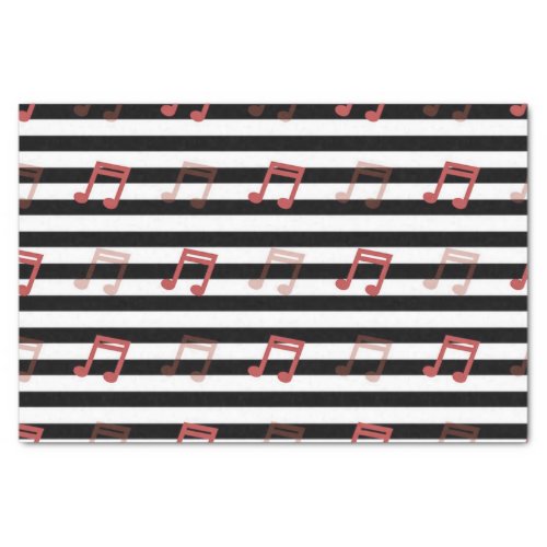 Black and White Stripe Music Note Musician   Tissue Paper