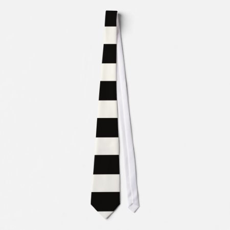 Black And White Stripe Neck Tie