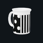 Black and White Stripe on Dot Drink Pitcher<br><div class="desc">Black and White Stripe on Dot</div>