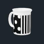 Black and White Stripe on Dot Drink Pitcher<br><div class="desc">Black and White Stripe on Dot</div>