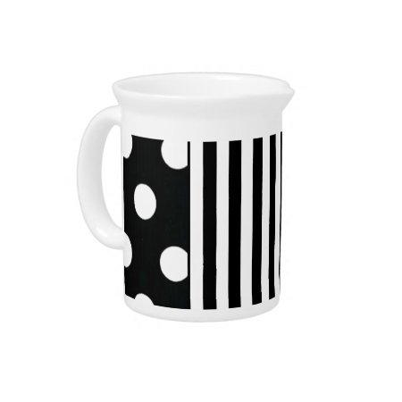 Black And White Stripe On Dot Drink Pitcher