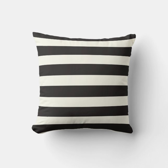 Black and White Stripe Outdoor Pillow (Front)