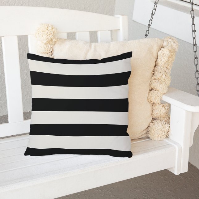 Black and White Stripe Outdoor Throw Pillow (Creator Uploaded)