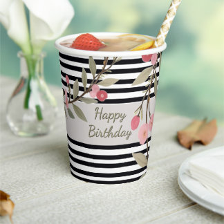 Black And White Stripe Paper Cups