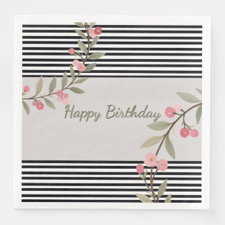 Black And White Stripe Paper Dinner Napkins