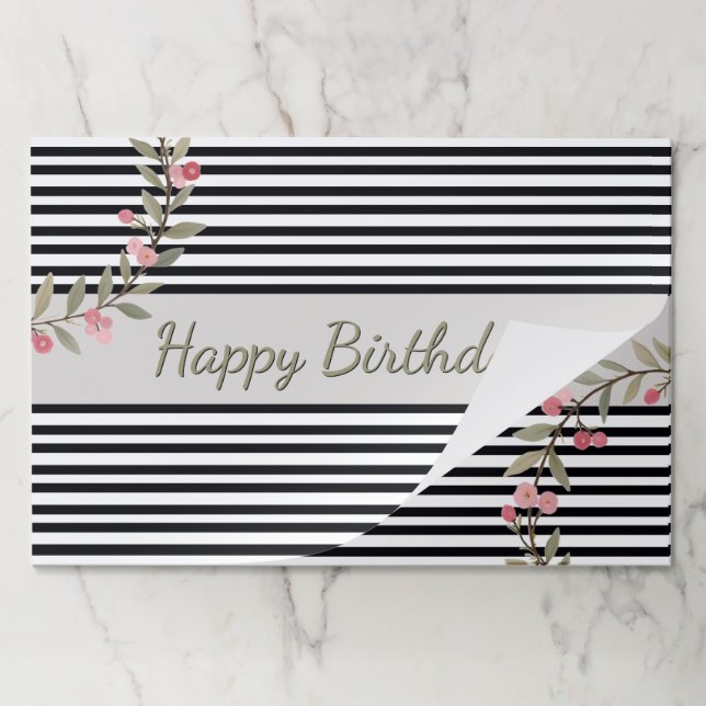 Black And White Stripe Paper Placemat (Folded)