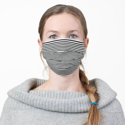 Black and White Stripe Pattern Adult Cloth Face Mask (Worn)